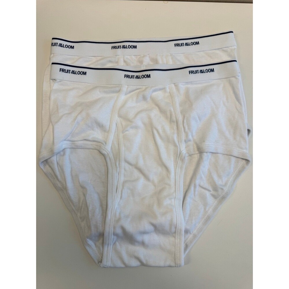 Fruit of the Loom® WHITE BRIEFS NEW Mens Size Medium 100% Cotton Lot Of 2